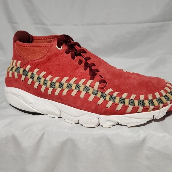 NIKE Air Footscape Woven Chuka Knit Red Suede  Sneakers Size 11. main image 8